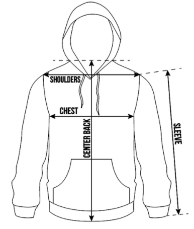 Men’s Hoodies & Sweatshirts Size Chart- M: 41.73 inch 106 cm